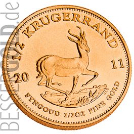 Krügerrand • 1/2 Feinunze Gold • 916,67/1000 • (Südafrika) • Springbock