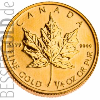 Maple Leaf • 1/4 Feinunze Gold • 999,9/1000 • (Kanada) • Ahornblatt-Seite
