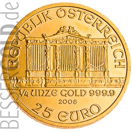 Wiener Philharmoniker • 1/4 Feinunze Gold • 999,9/1000 • (Münze Österreich) - Rückseite