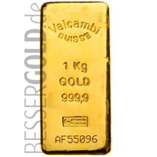 Goldbarren 1000 Gramm • 999,9/1000 • Argor-Heraeus • Vorderseite • 500 px  