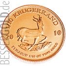 Krügerrand • 1/10 Feinunze Gold • 916,67/1000 • (Südafrika) • Springbock-Seite