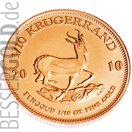 Krügerrand • 1/10 Feinunze Gold • 916,67/1000 • (Südafrika) • Springbock-Seite