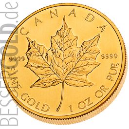 Maple Leaf • 1 Feinunze Gold • 999,9/1000 • (Kanada) • Ahornblatt-Seite • 265