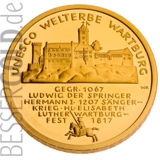 Goldmünze 100 € Wartburg 1/2 Feinunze Gold (Deutschland) - Stadtseite - 500 px