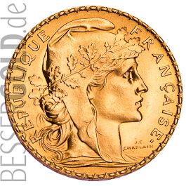 Goldmünze 20 Franc - Portraitseite - 265 px