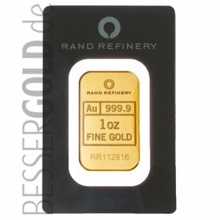 Goldbarren 1 Feinunze • 999,9/1000 • Rand Refinery 