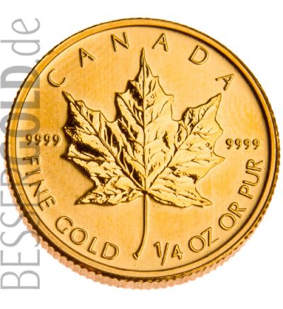 Maple Leaf • 1/4 Feinunze Gold • 999,9/1000 • (Kanada) • Ahornblatt-Seite