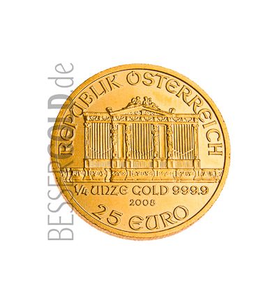 Wiener Philharmoniker • 1/4 Feinunze Gold • 999,9/1000 • (Münze Österreich) - Rückseite