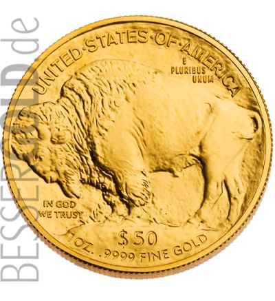 American Buffalo aktueller Jahrgang • 1 Unze Goldmünze • 999,9/1000 Feingold • (USA) • Büffelseite 500 px