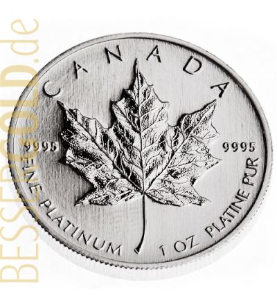 Maple Leaf • 1 Feinunze Platin • 999,5/1000 • (Kanada) • Ahornblatt-Seite 