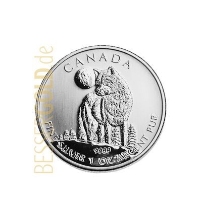 Wildlife Wolf • 1 Feinunze Silber • 999,9/1000 • (Kanada) • Motiv-Seite • 500 px