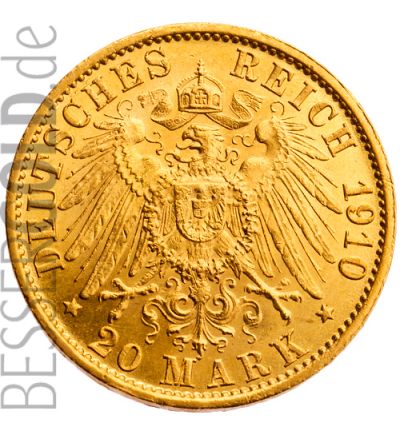 Goldmünze 20 Reichsmark Wilhelm II. (Deutsches Reich) - Portraitseite - 265 px