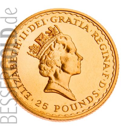 Britannia • 1/4 Feinunze Gold • 916,67/1000 • (Großbritannien) • Motivseite 500px • bis 2012