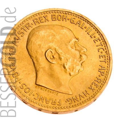 20 Kronen Goldmünze Österreich - Portraitseite - 265 px