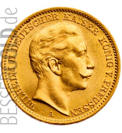 Goldmünze 20 Reichsmark Wilhelm II. (Deutsches Reich) - Portraitseite - 265 px
