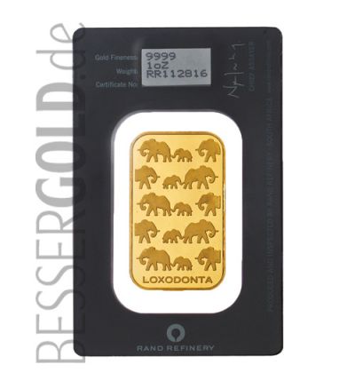 Goldbarren 1 Feinunze • 999,9/1000 • Rand Refinery 