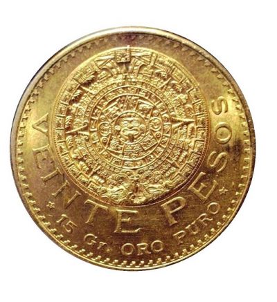 Centenario 20 Pesos Goldmünze- Azteken-Kalender (Mexiko) - Vorderansicht